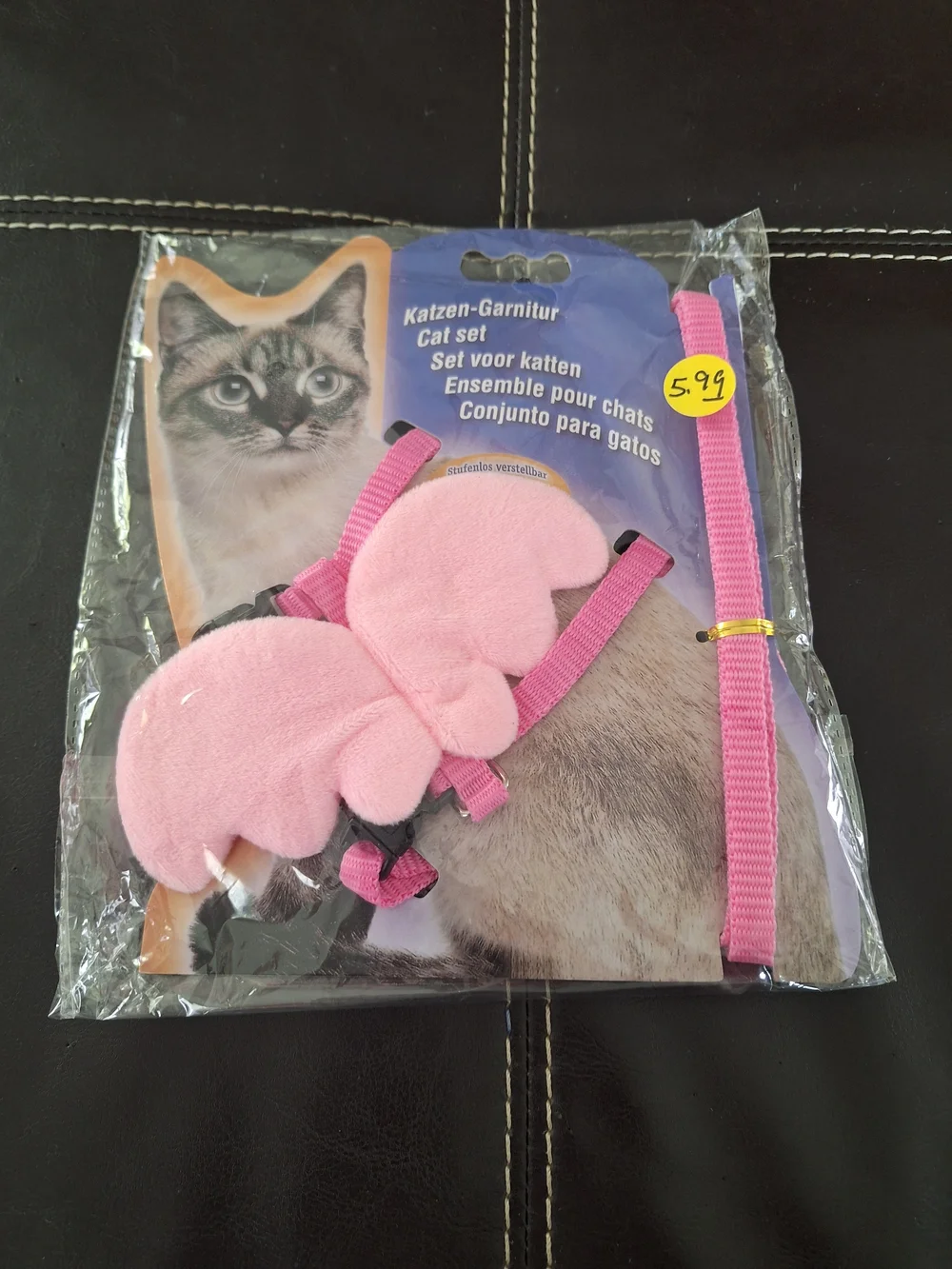 Pink Cat Harness and Leash Set with Wings - Unbranded
